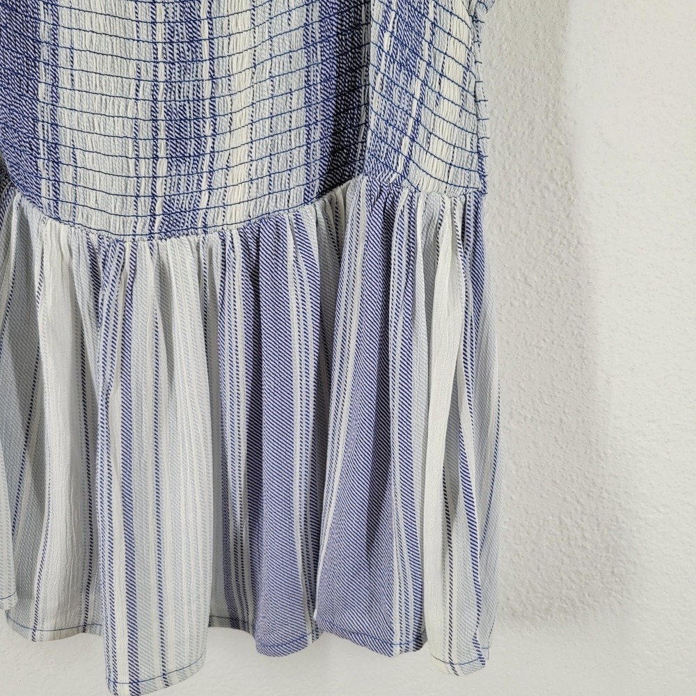 Torrid Camisole Women 2 Blue White Striped Smocked Peplum Babydoll Tank Top - Picture 4 of 9